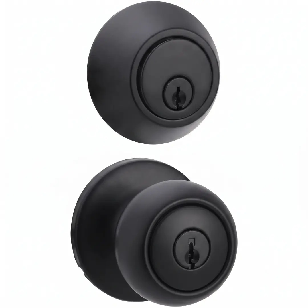 Amazon Basics Exterior Door Knob with Deadbolt Matte Black image 1