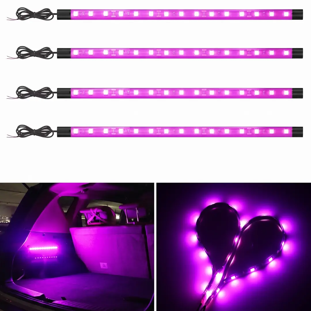 Pink Waterproof Car LED Light Strip 30CM image 3