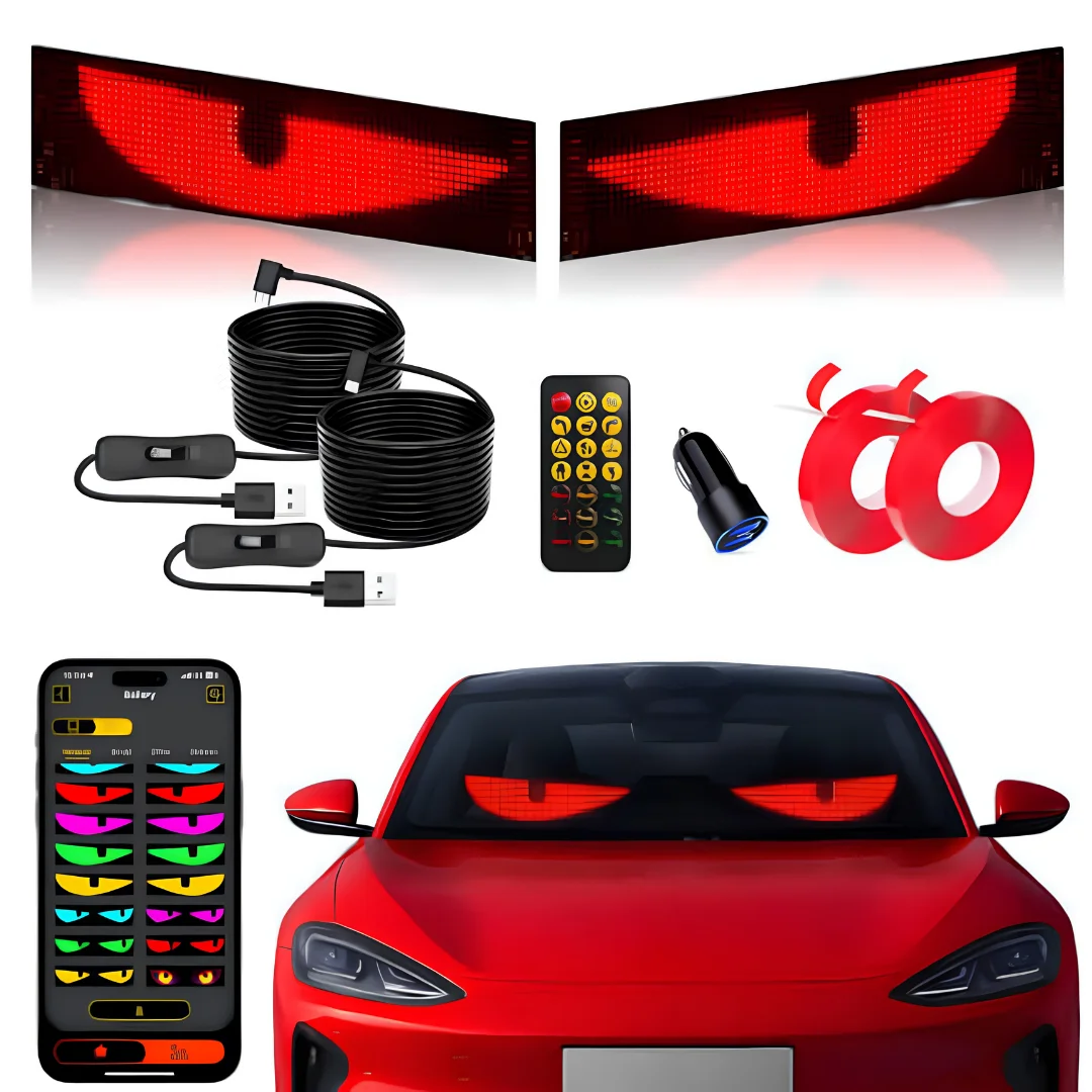 Car Devil Eyes LED Windshield Light Dynamic Flexible Display 2 Pcs image 3