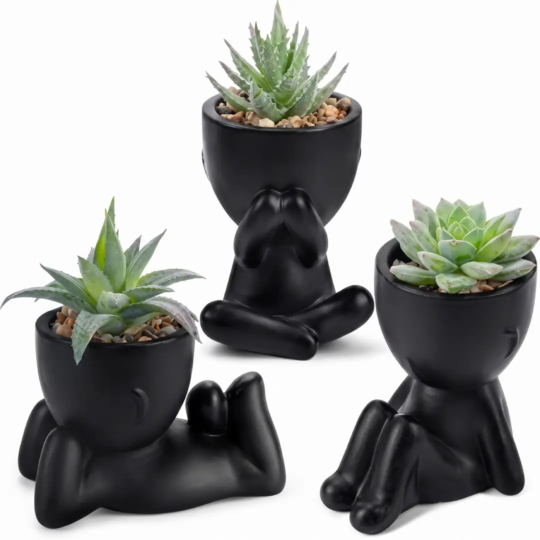 Der Rose 3 Pcs Fake Succulents Plants for Home Decor image 1