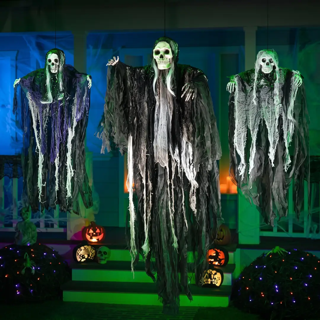 3-Pack Hanging Halloween Skeleton Ghosts & Grim Reaper Decorations image 7