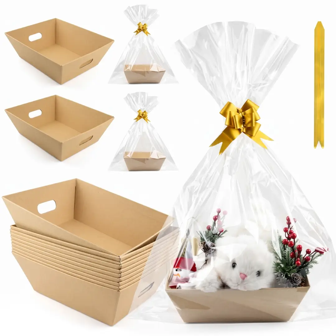 50 Pcs Empty Gift Basket Set with Bags and Pull Bows image 4