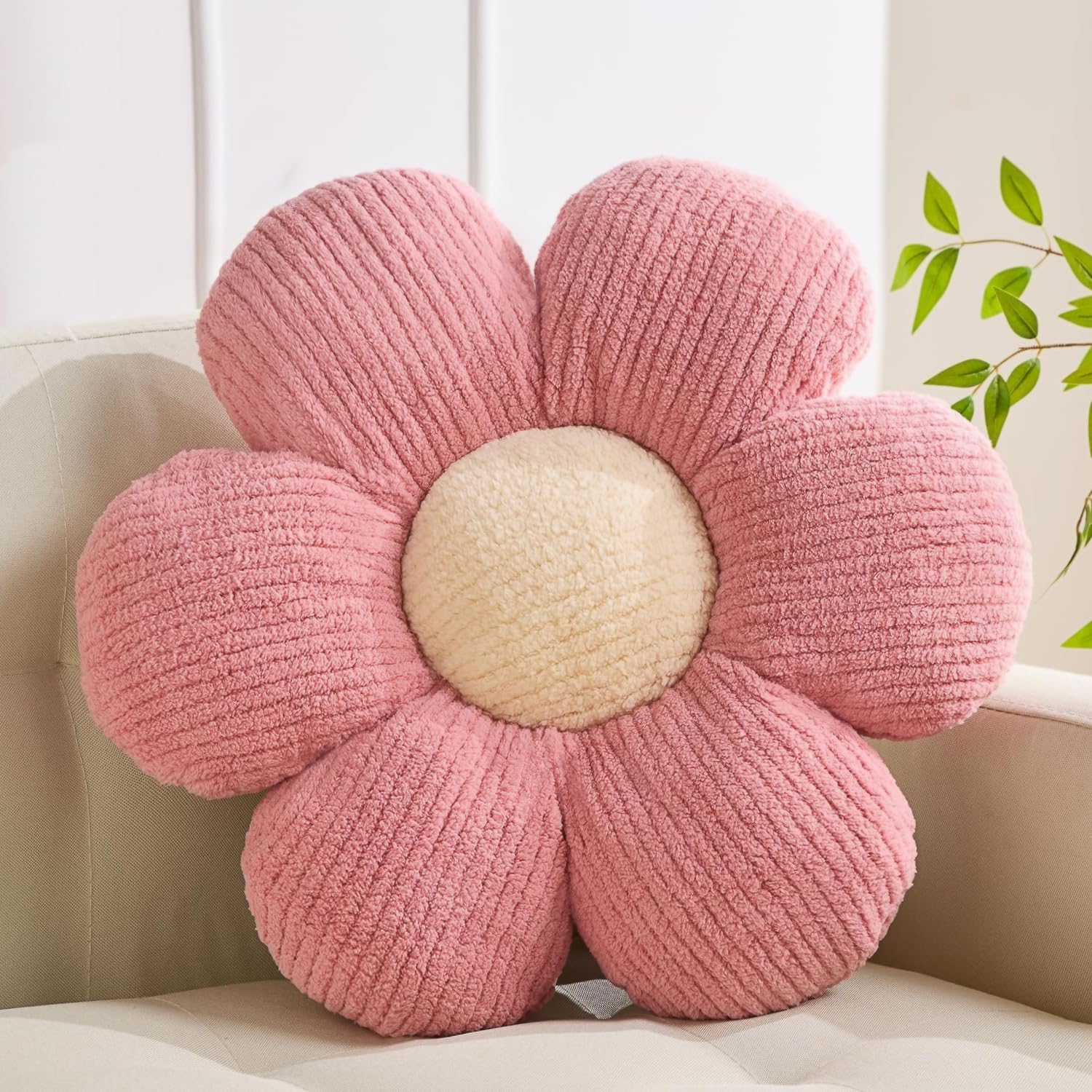 XIAIJIA Flower Pillow Flowers Shaped Pillow Cushion Decorative Daisy Pillow for Bed Cute Throw Pillow Flower Floor Pillow Soft Seat Cushion Pink Cushion 15.7