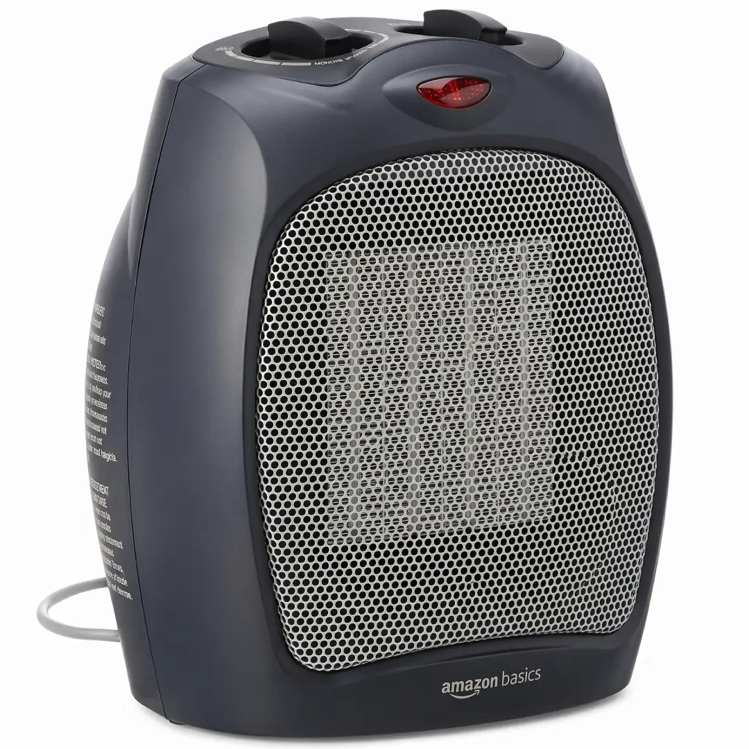 Amazon Basics Ceramic Space Heater 1500W with Thermostat Black