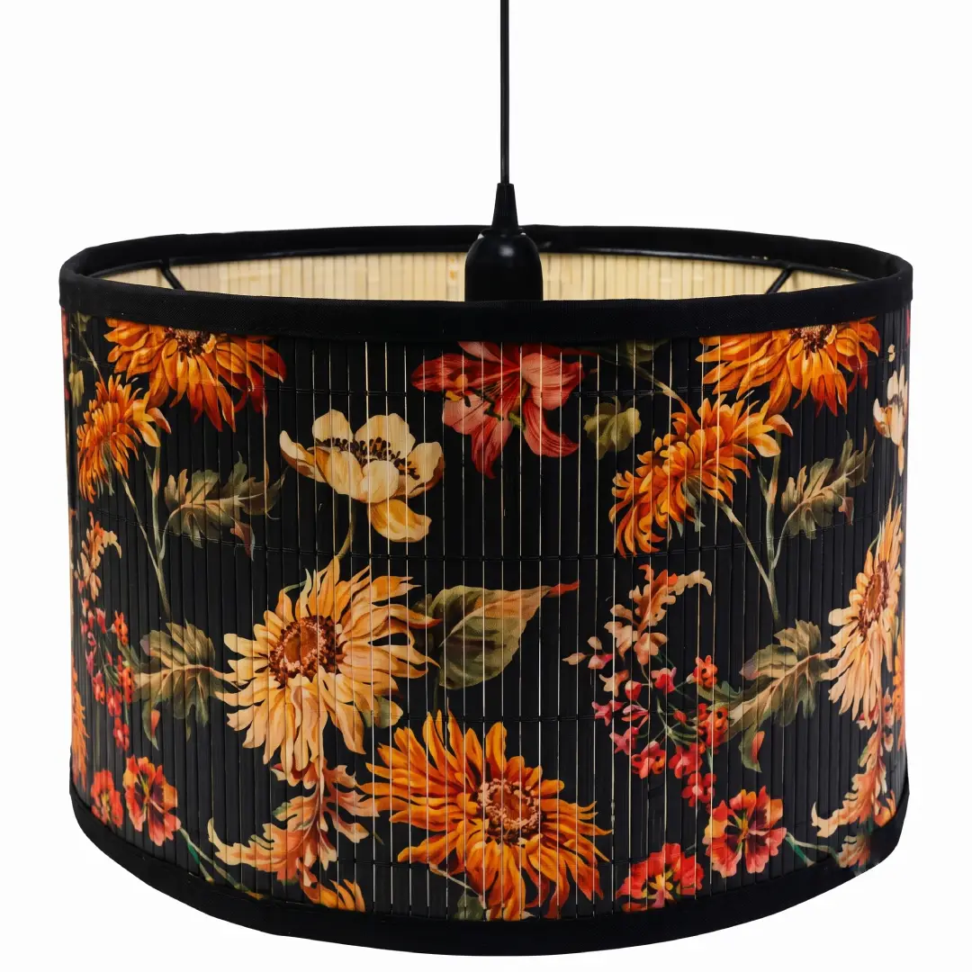 E27 Round Bamboo Lamp Shade for Table and Floor Lamps image 1