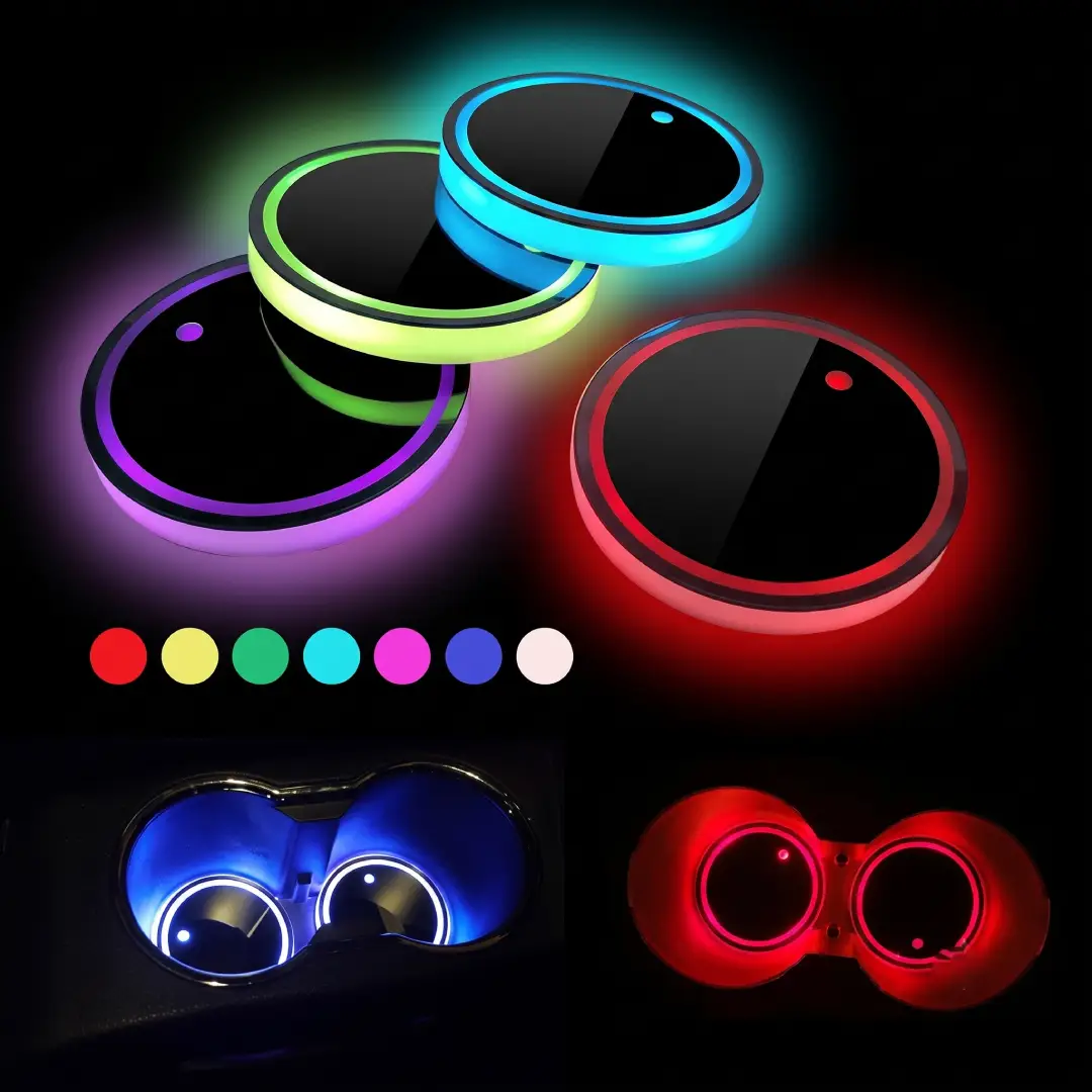 2 Pack LED Car Cup Holder Lights with 7 Color Changing image 2