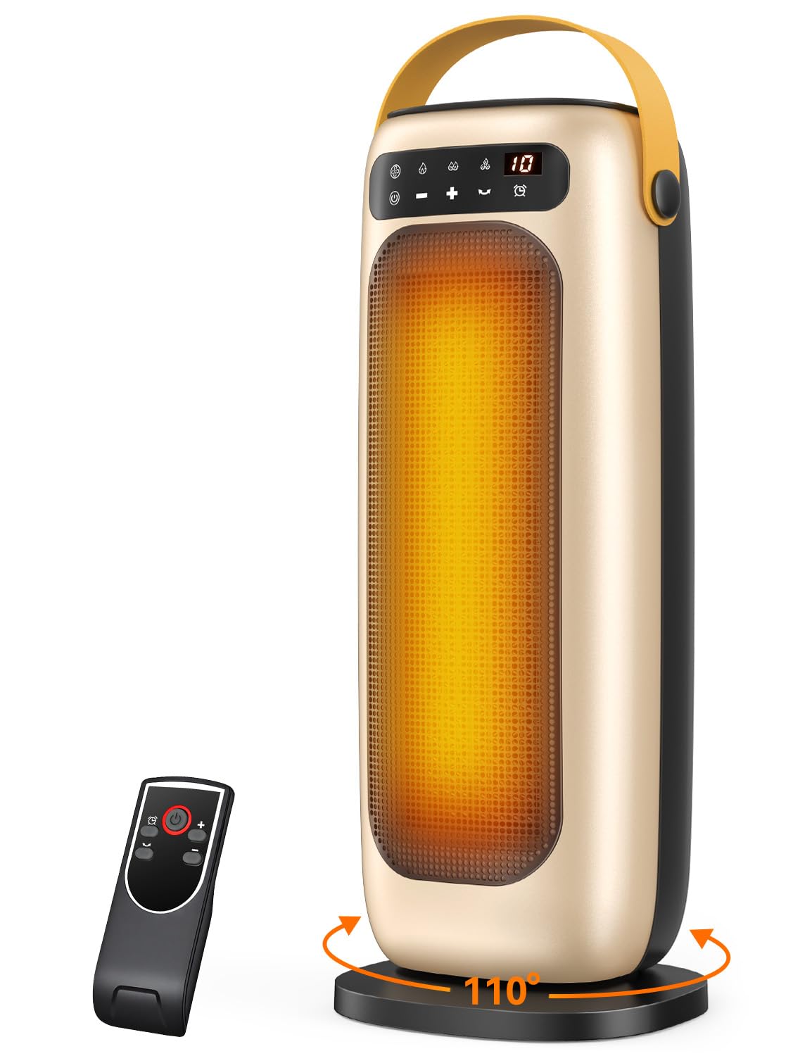 Space Heater, 1500W PTC Ceramic Electric Heaters for Indoor Use with Remote, 4 Levels Room Heater with LED Touch Display, 110° Oscillation,10H Timer,Fast & Safe Portable Heater for Bedroom Office