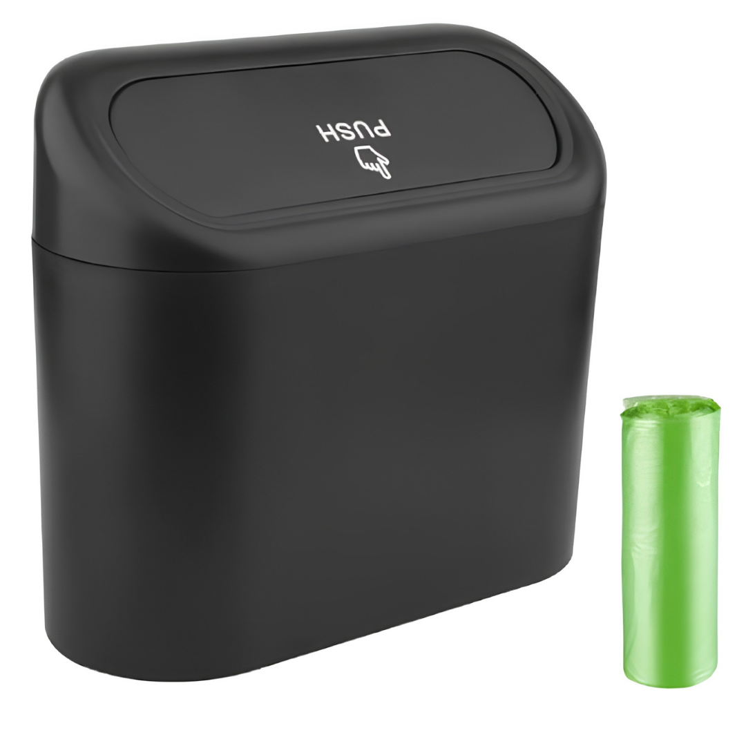 Car Trash Can with Lid Portable Hanging Vehicle Trash Bin image 2