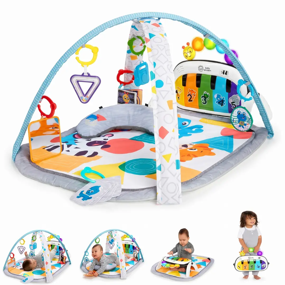 Baby Einstein 4-in-1 Kickin' Tunes Music and Language Play Gym with Piano and Tummy Time Activity Mat