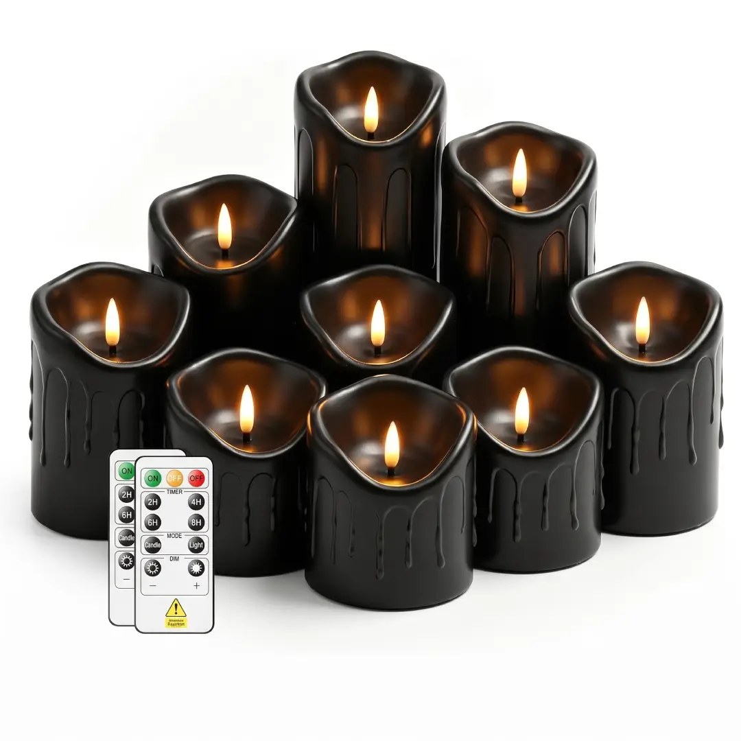 9-Piece Black Flameless LED Candles with Remote & Timer image 7