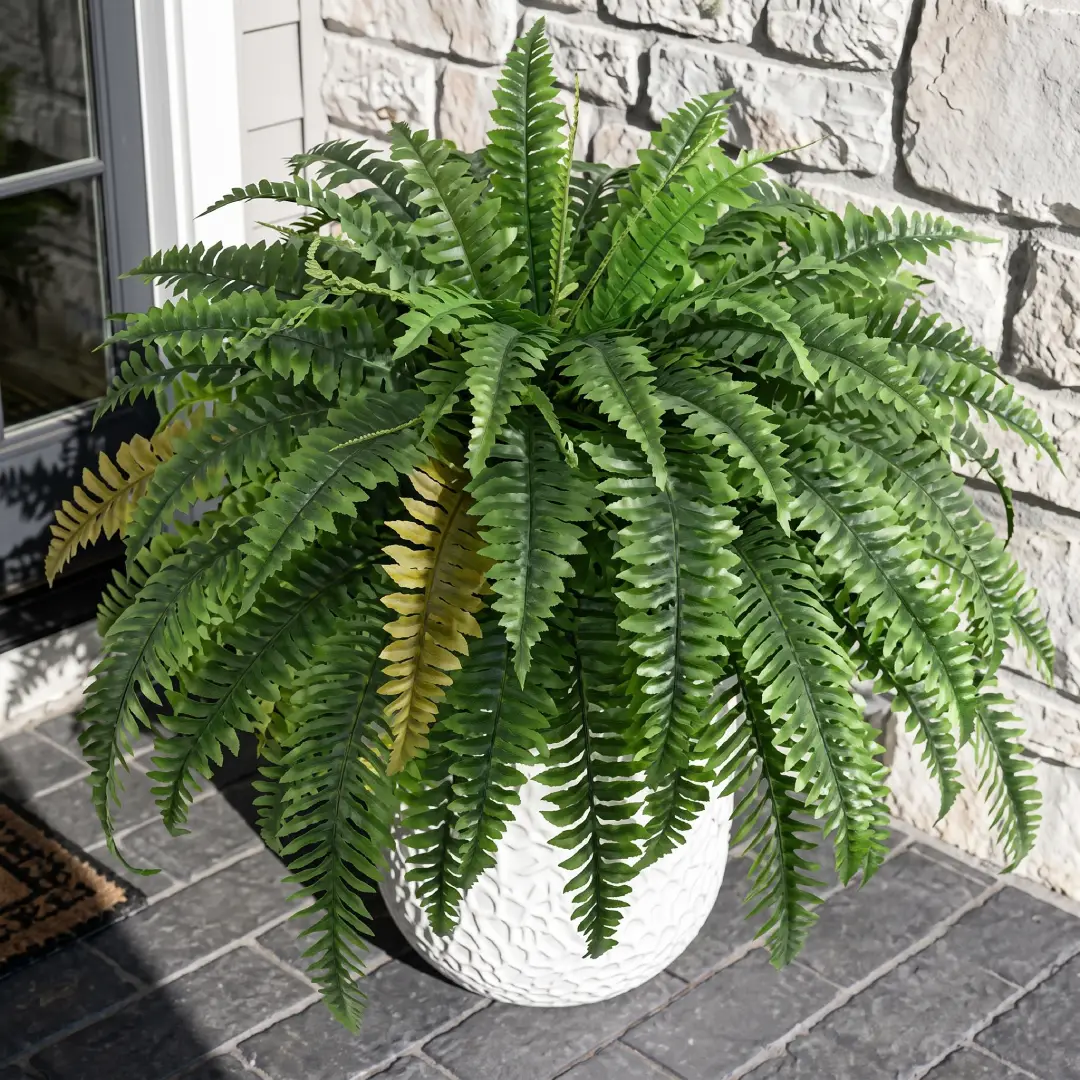 45 Inch Artificial Boston Ferns UV Resistant Outdoor Fake Plants 2 Pcs image 1