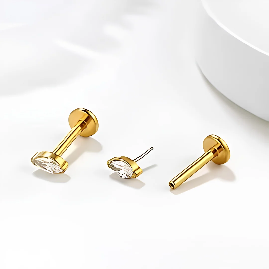 G23 Titanium Threadless Labret Stud for Lip Tragus Monroe Piercing image 2