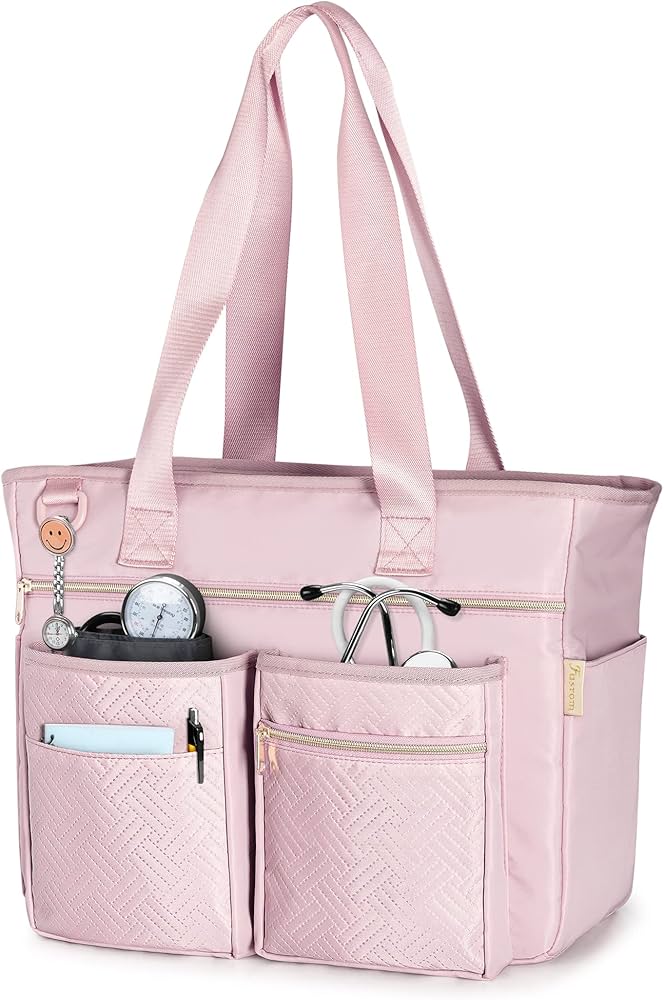 Marscamd Nurse Tote Bag with Crossbody Strap, 9-Pocket Clinical Bag for Nursing Students