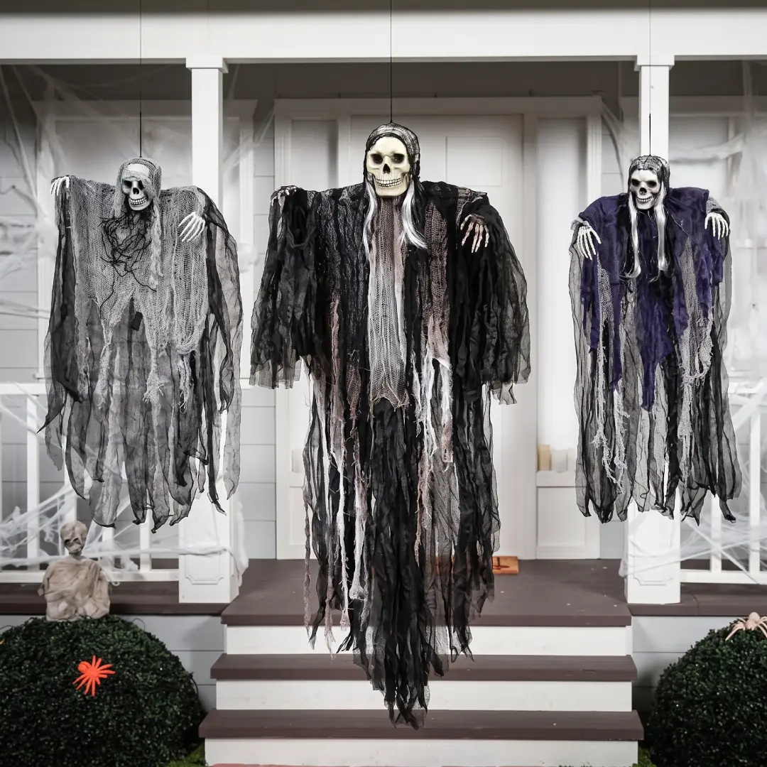 3-Pack Hanging Halloween Skeleton Ghosts & Grim Reaper Decorations image 6