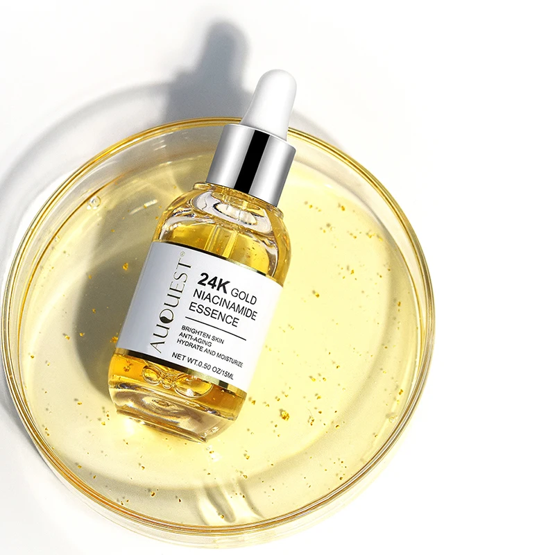 AUQUEST Niacinamide Face Serum Whitening Dark Spot Remover 24K Gold Serum Hyaluronic Acid Anit-Wrinkle Facial Serum Skin Care