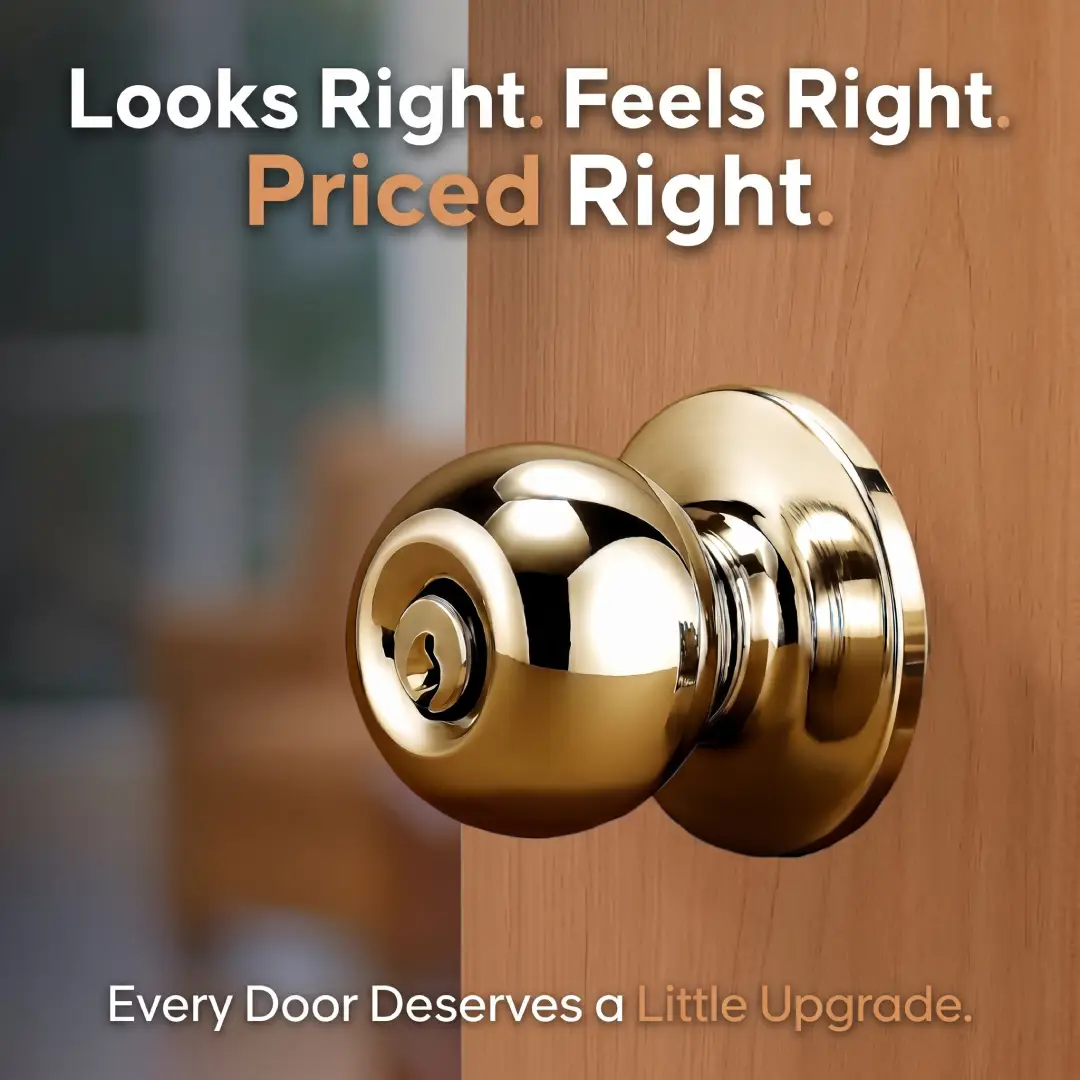 Copper Creek Keyed Entry Door Knob Polished Brass image 1