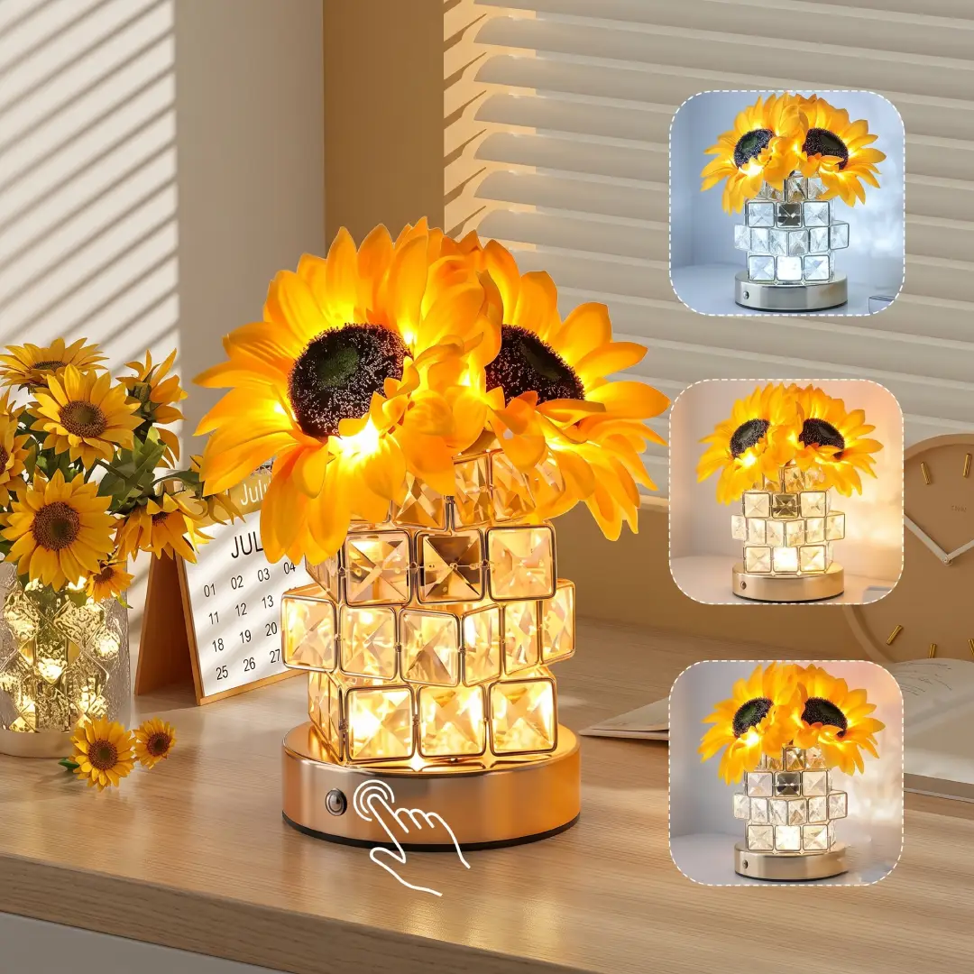Rechargeable Sunflower Table Lamp Cordless Touch Dimmable Night Light image 4