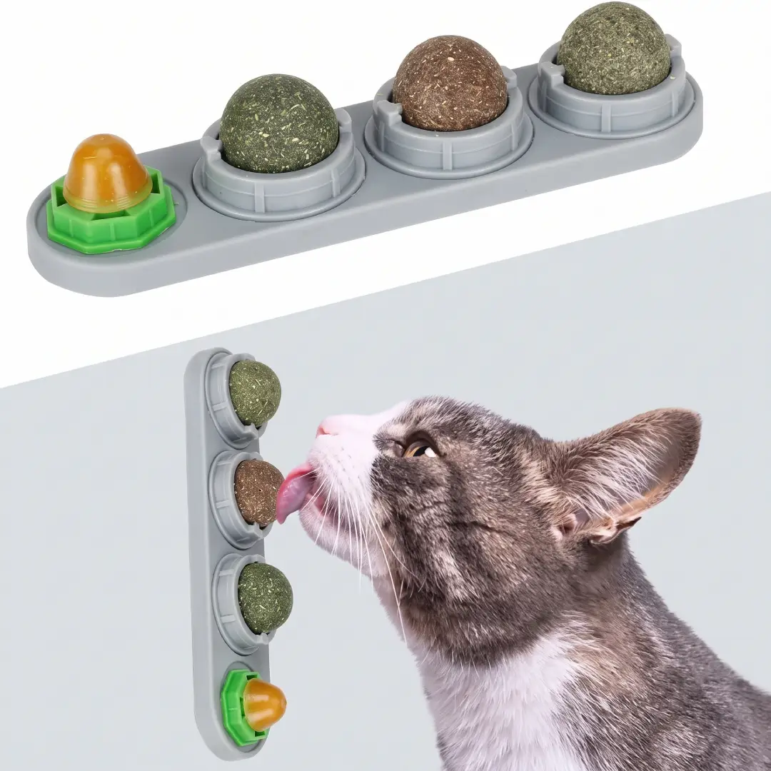 4 in 1 Rotating Catnip Silver Vine Ball Wall Toy for Cats image 2