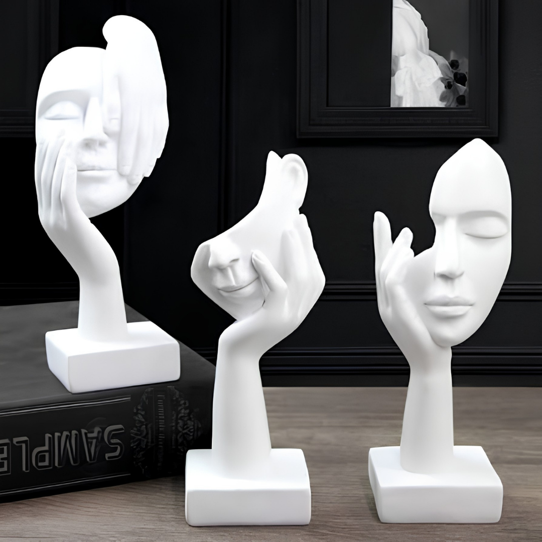 3 Pcs Thinker Statue Abstract Resin Figurines for Home Office Decor image 2