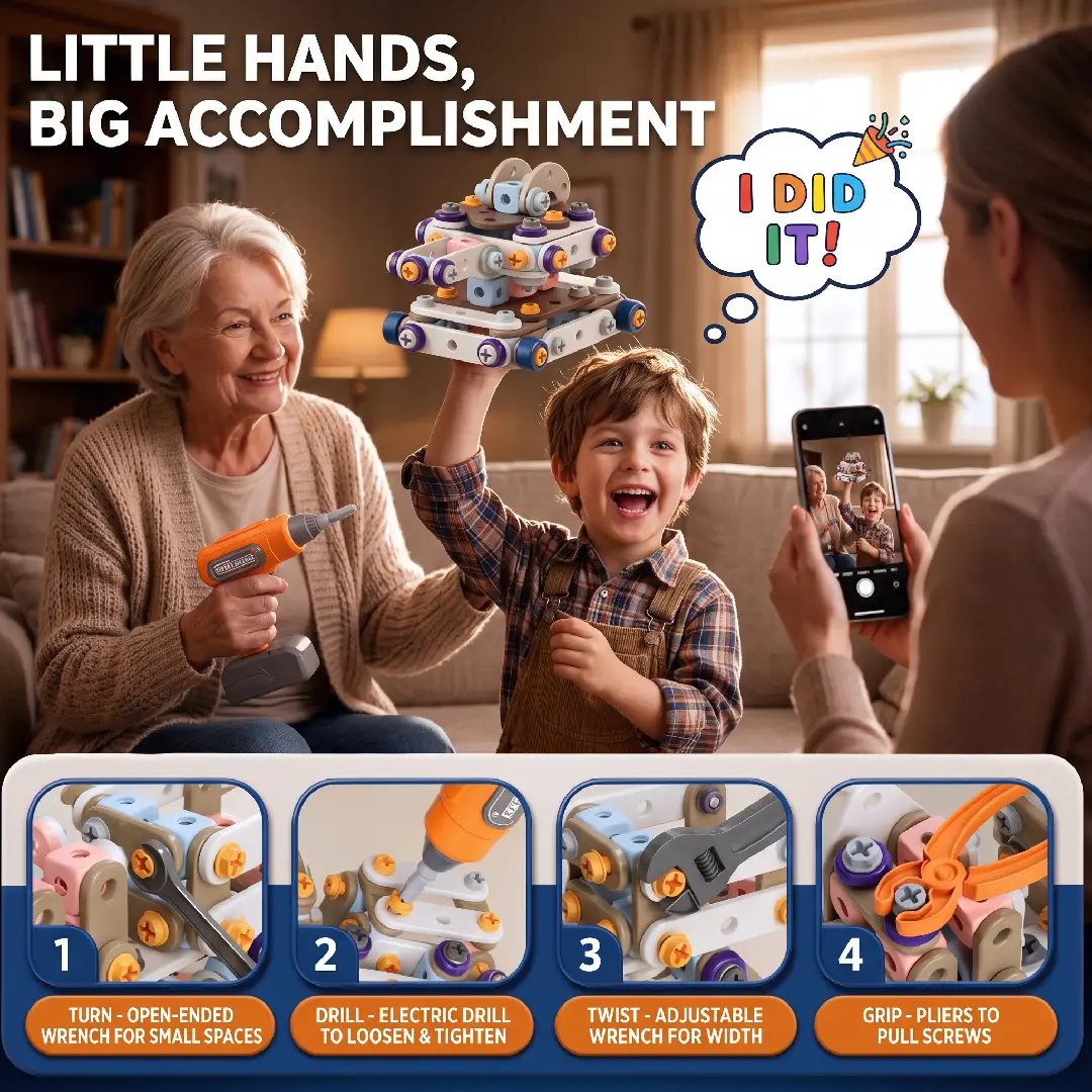 211-Piece Kids Tool Set STEM Building Toys for Ages 3–8 image 6