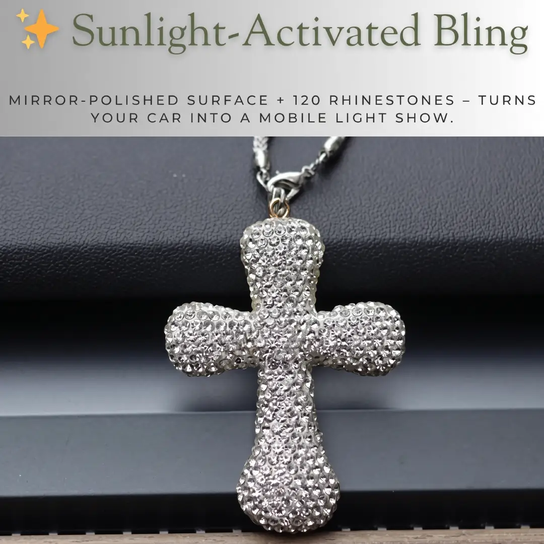 Bling Cross Car Mirror Pendant Rhinestone Rear View Charm image 3