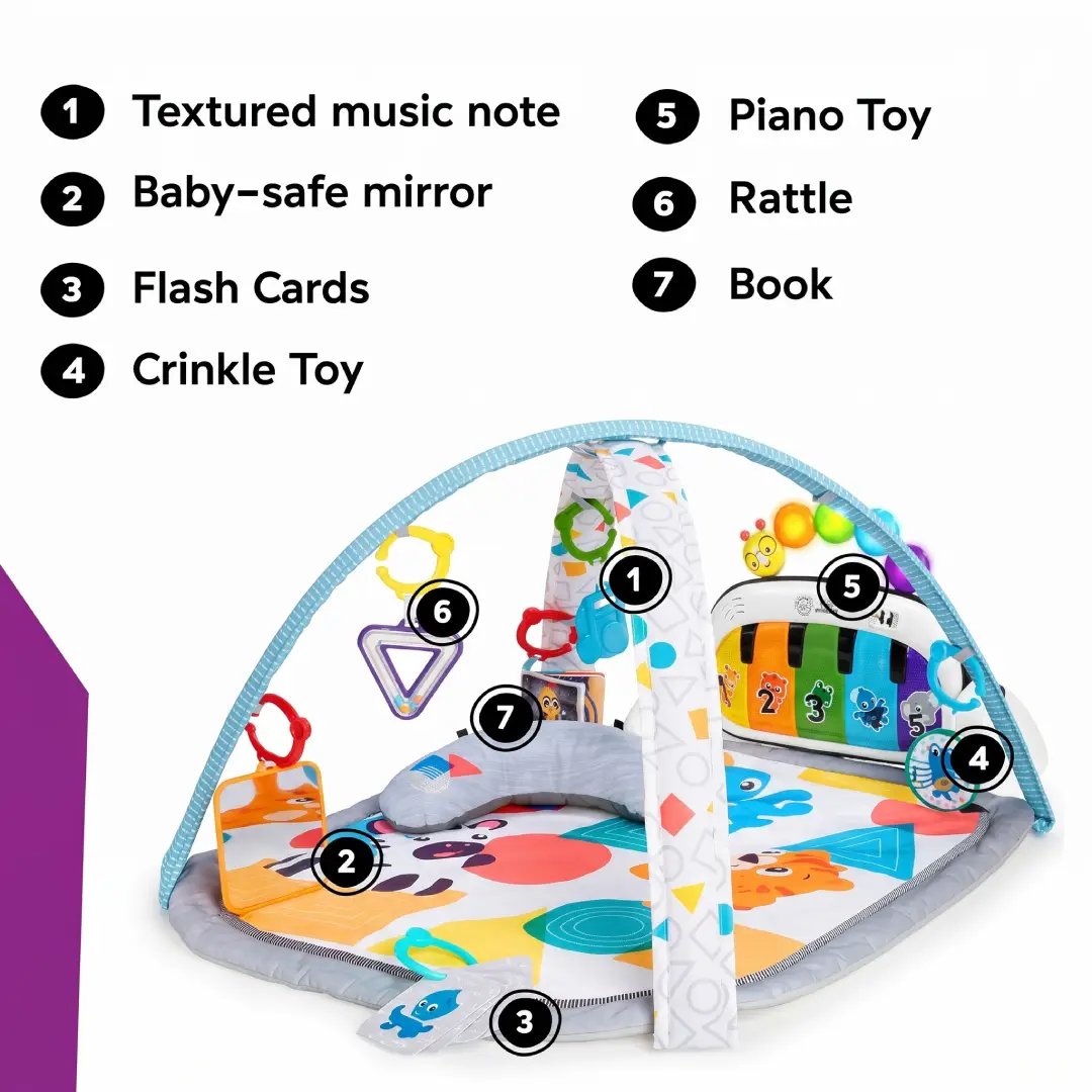 Baby Einstein 4-in-1 Kickin' Tunes Music and Language Play Gym with Piano and Tummy Time Activity Mat image 6