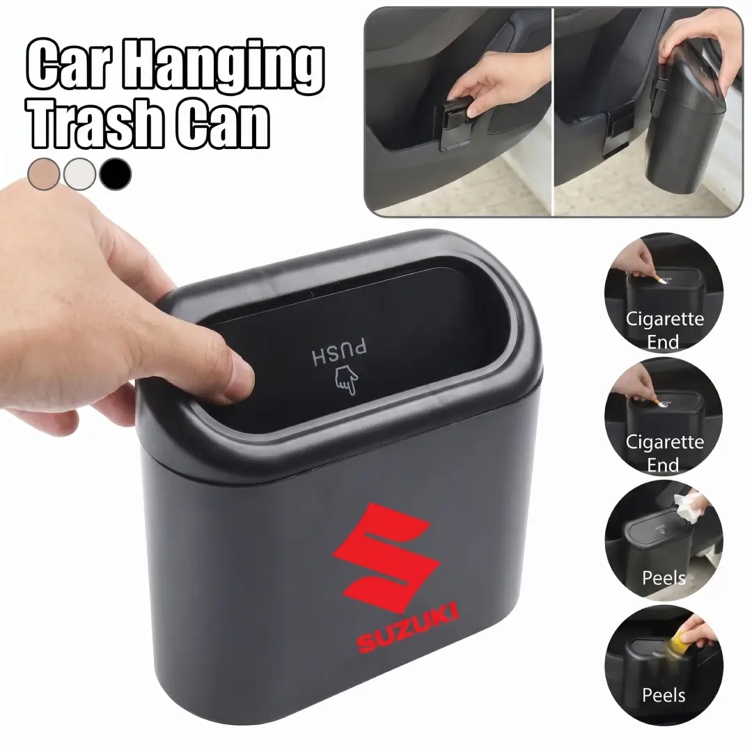 Car Trash Can with Lid Portable Hanging Vehicle Trash Bin