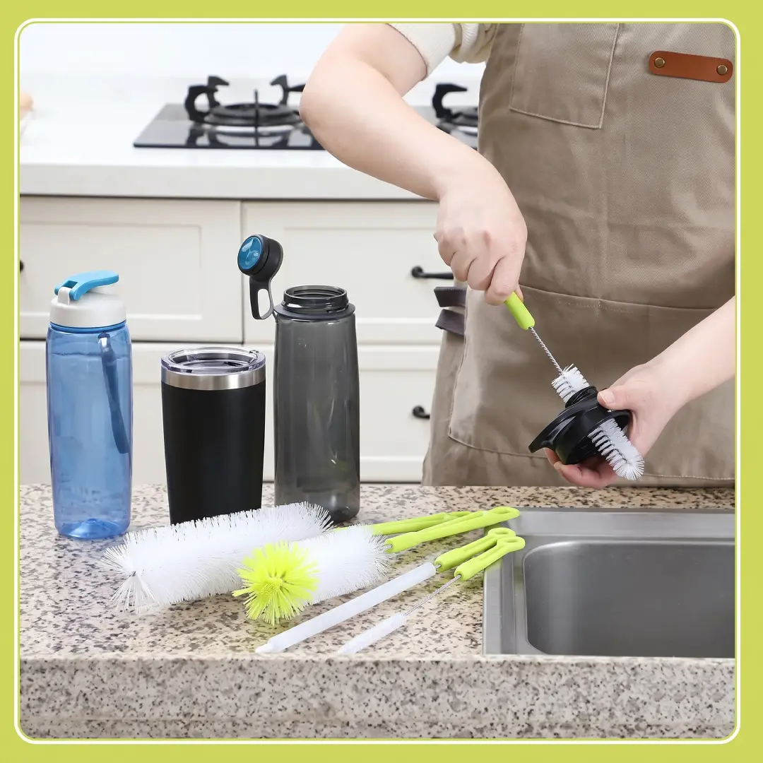 Long Handle Bottle Cleaning Brush Set with Straw and Lid Brushes image 4