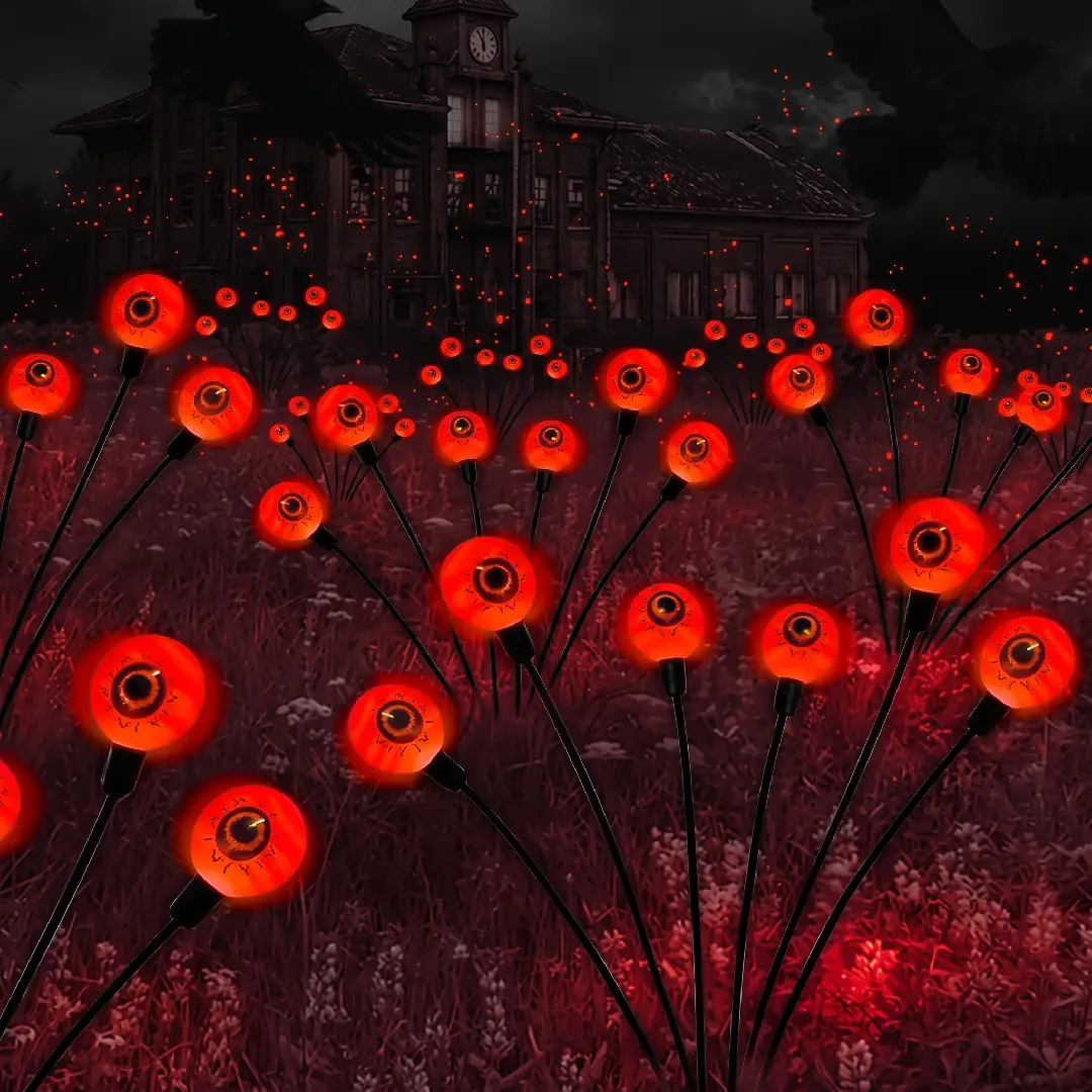 2-Pack Solar Halloween Eyeball Lights – 12 LED Green Outdoor Path Lights image 23