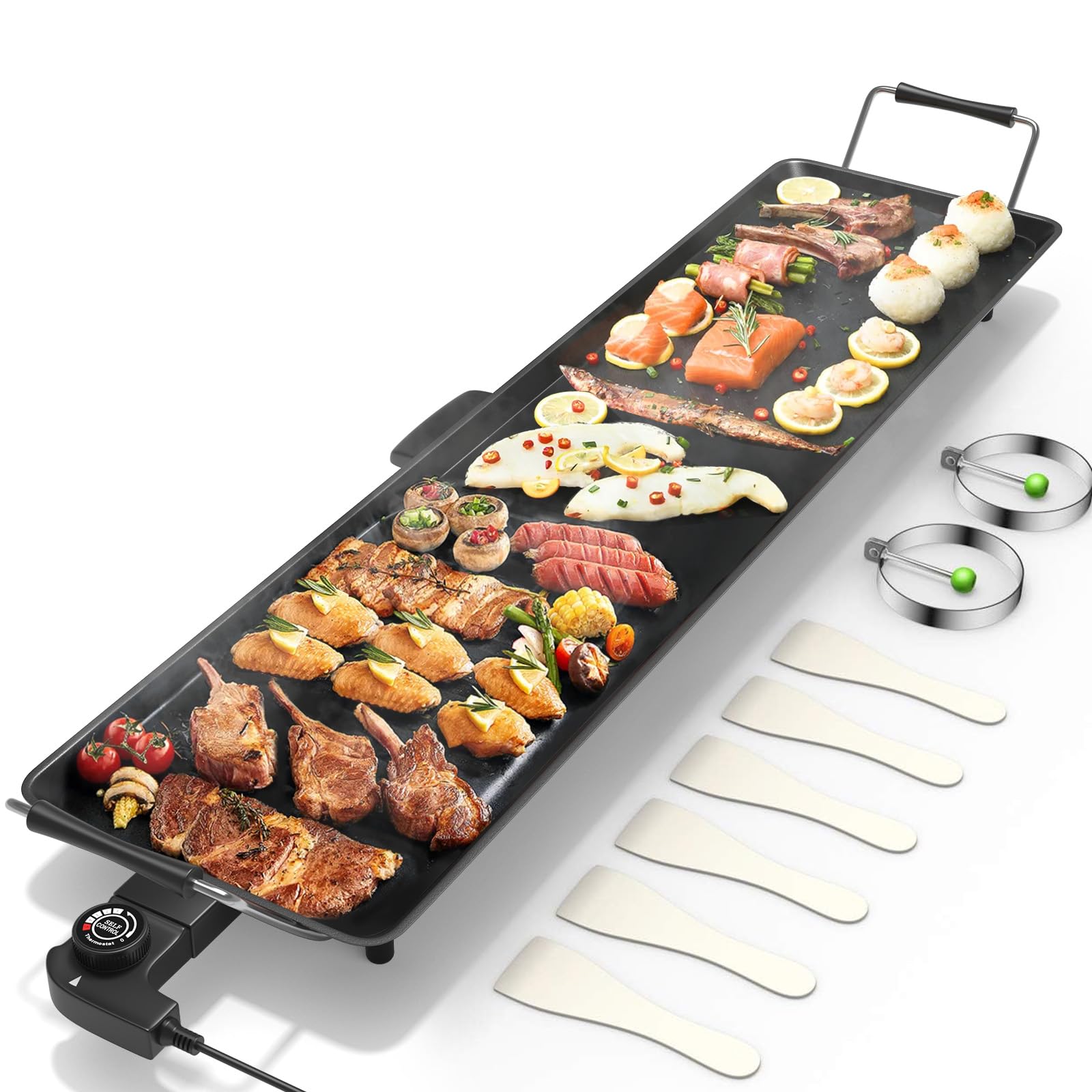 Costzon 35" Electric Griddle, 2000W Nonstick Extra Large Griddle, Long Table Top Grill w/5-Level Temp & Drip Tray, Indoor Outdoor Cooking Plates Teppanyaki Grill for Pancake, BBQ, Camping Gatherings