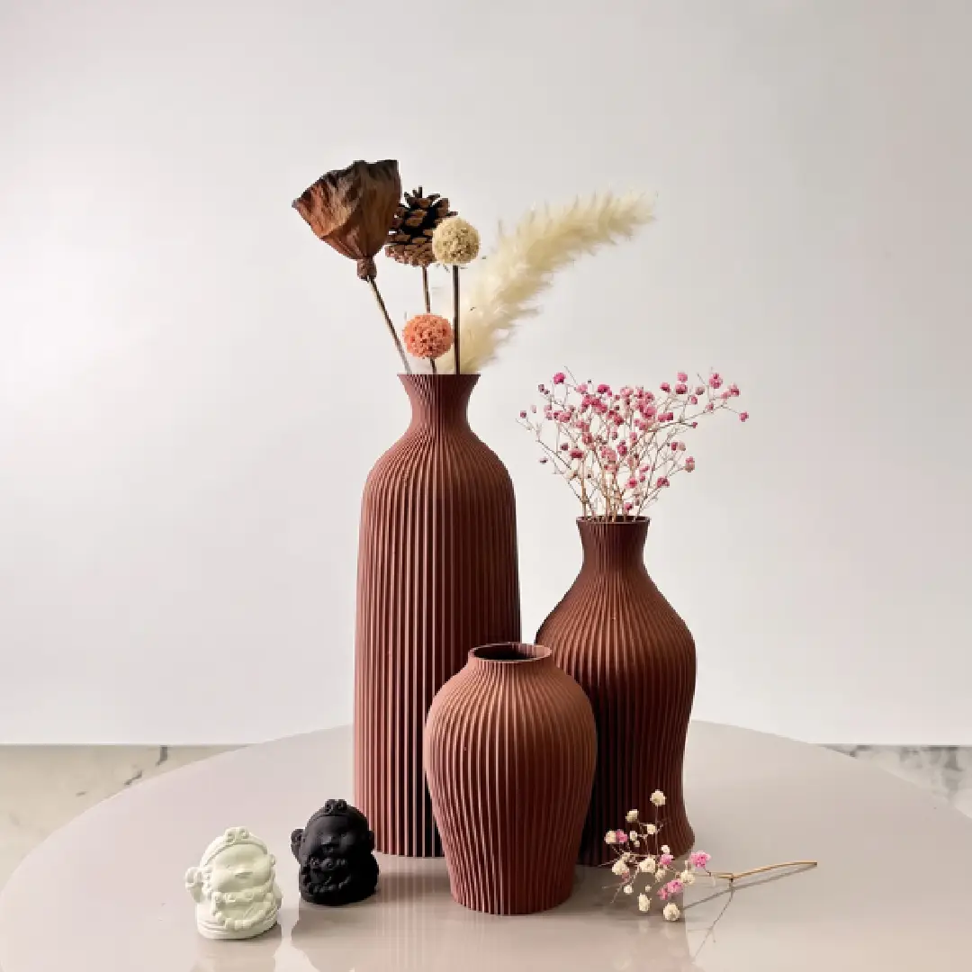 3-Piece Artistic Decorative Vase Set, Elegant Dry Flower Ornaments for Home, Office & Holiday Decor image 1