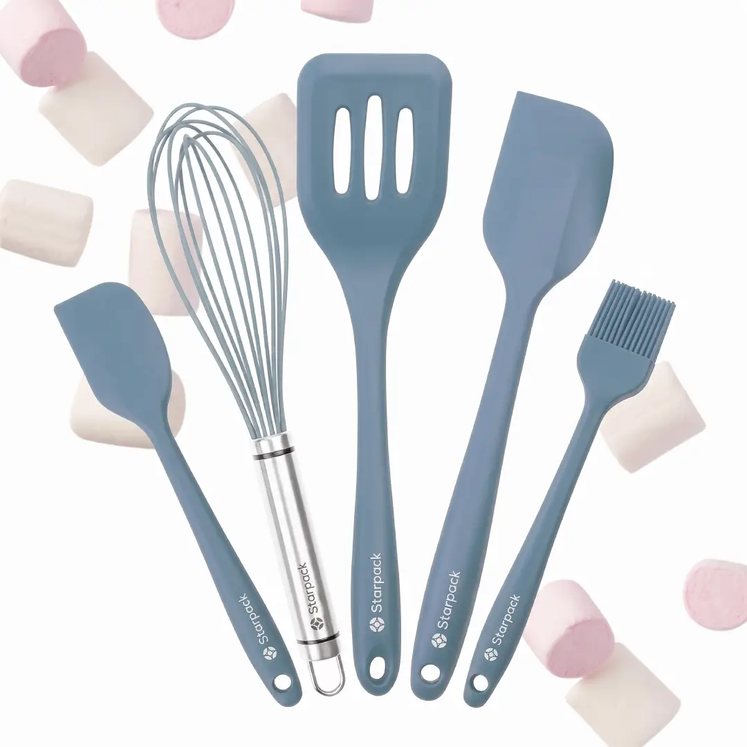 5 Piece Silicone Spatula Set Heat Resistant Kitchen Utensils