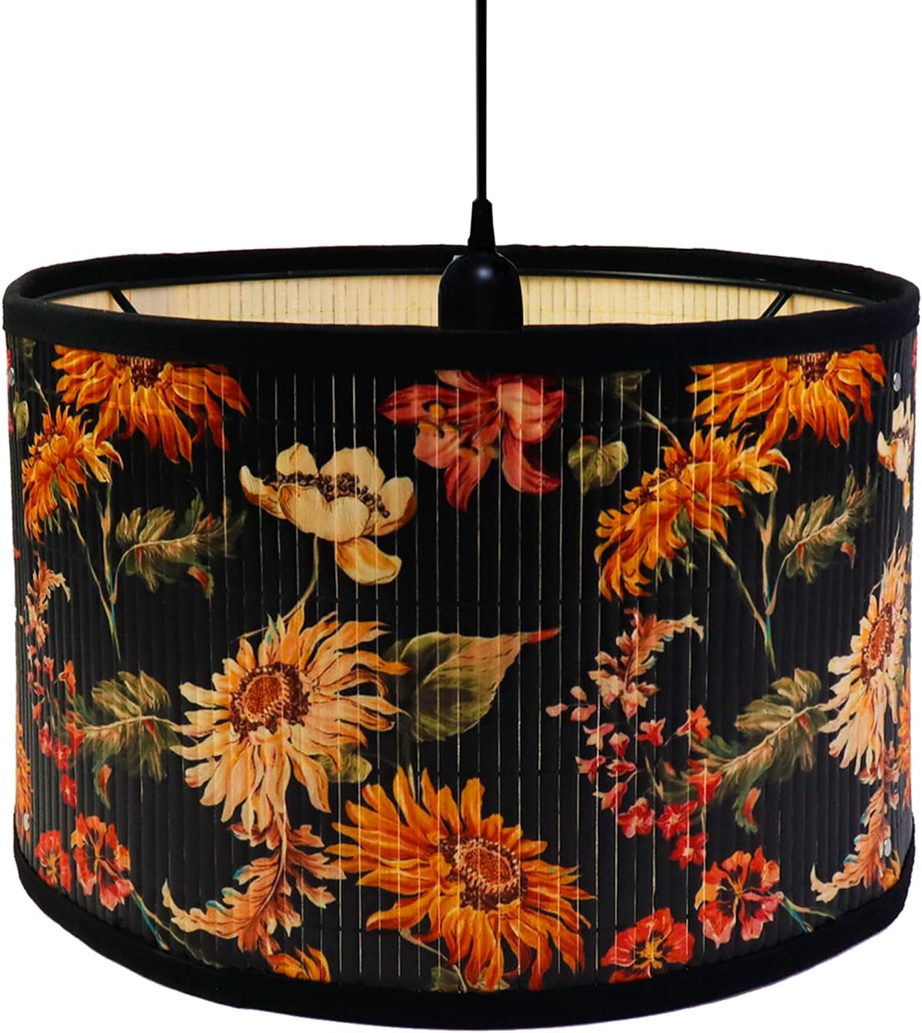 Crapyt E27 Round Decorative Shades Table Lamp, 11.81"×7.87" Bamboo Shade Unique Lamp for Chandeliers, Floor Lamps