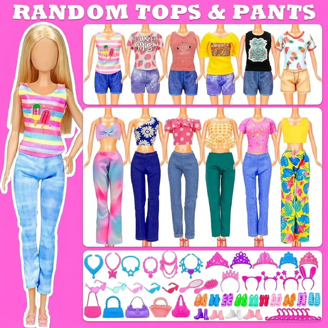 138-Piece Doll Clothes & Accessories Set for 11.5-Inch Dolls – Fashion Dresses, Wedding Gowns, Tops, Pants, Swimsuits, Shoes & Jewelry image 2