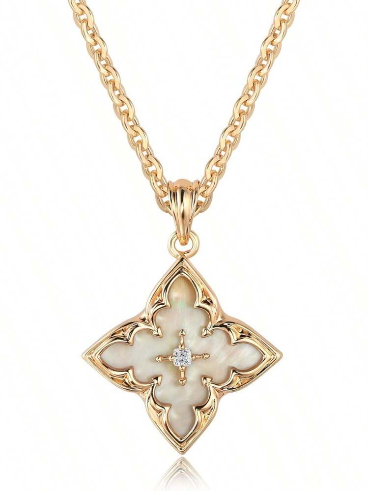 Fettero Gold Clover Necklace for Women Dainty 14K Gold Plated CZ Pendant Necklace Adjustable Chain Choker Charm Colorful Clover Pendant Lucky Necklaces for Women Jewelry