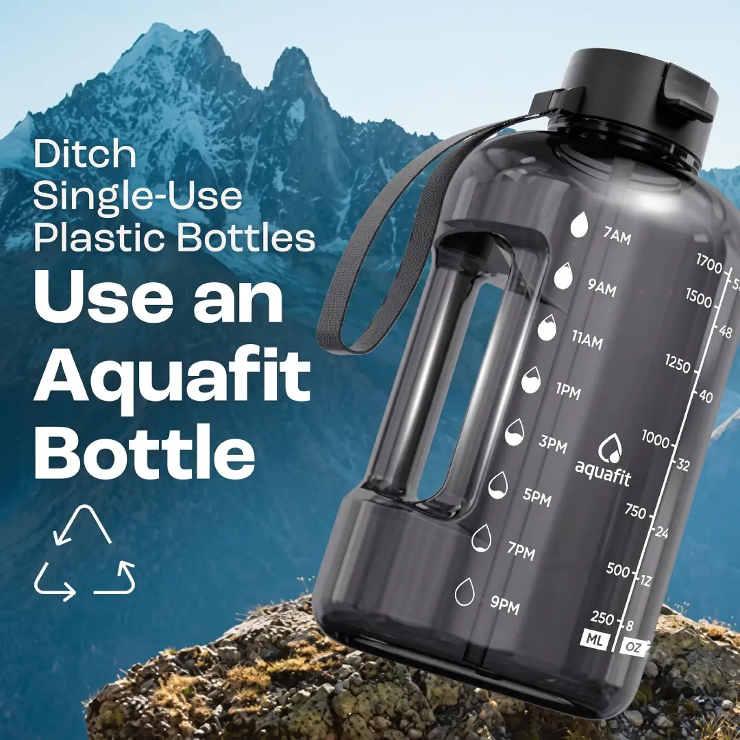 AQUAFIT 64 oz Water Bottle with Time Marker Straw and Chug Lid image 2