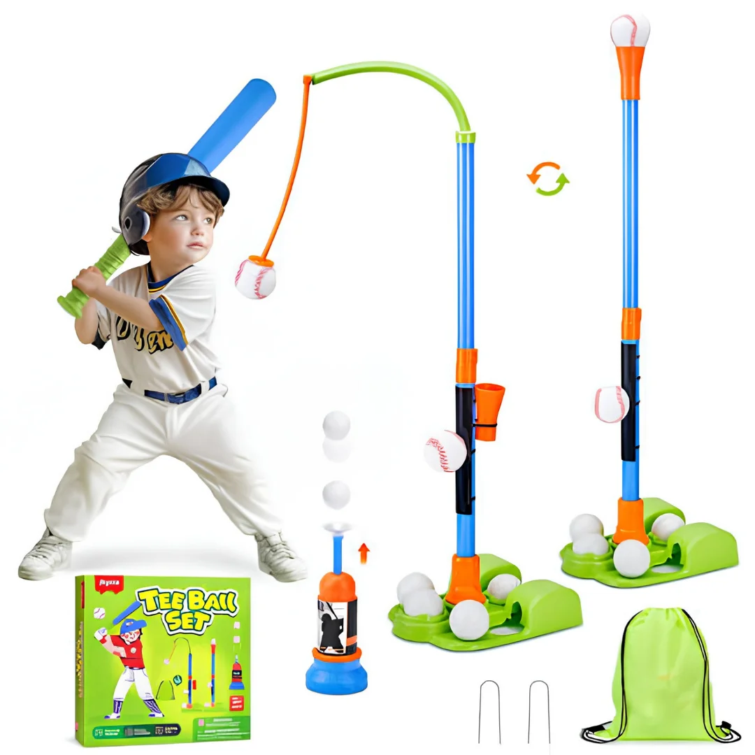 3-in-1 T Ball Set with Adjustable Height and Pitching Machine image 3