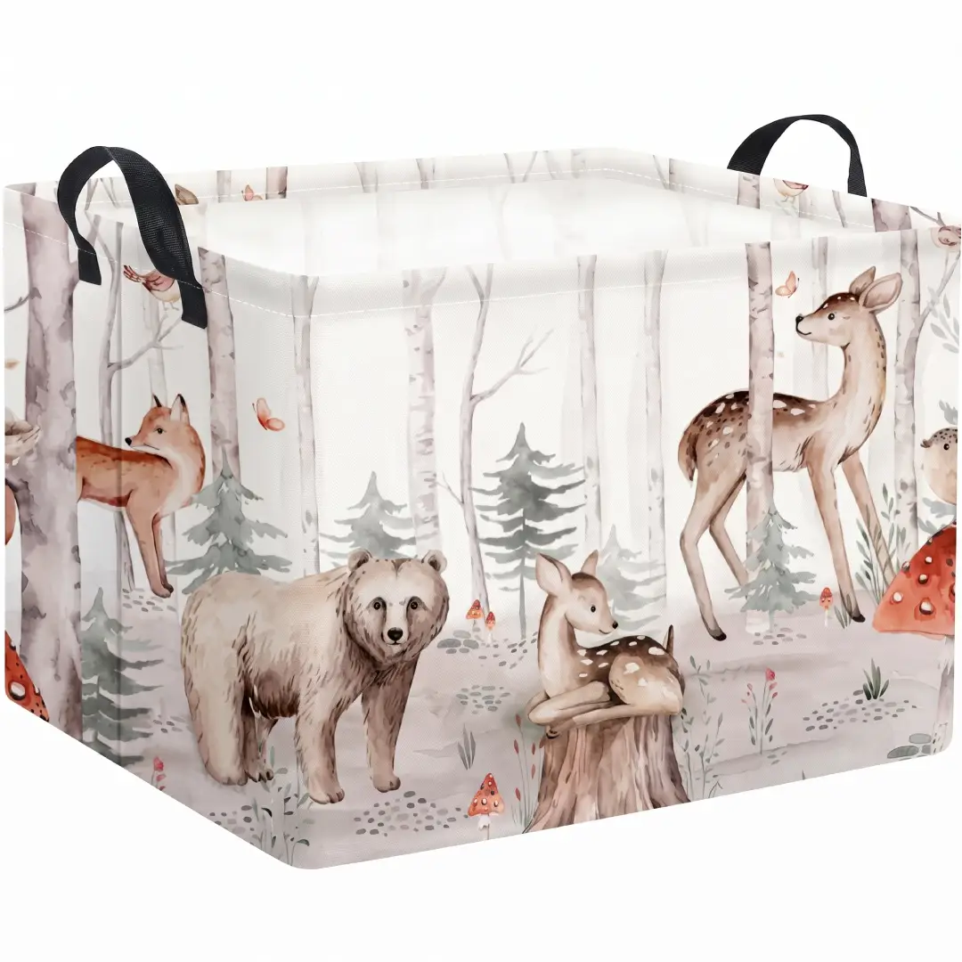 Rectangular Baby Storage Basket with Animal Design image 1
