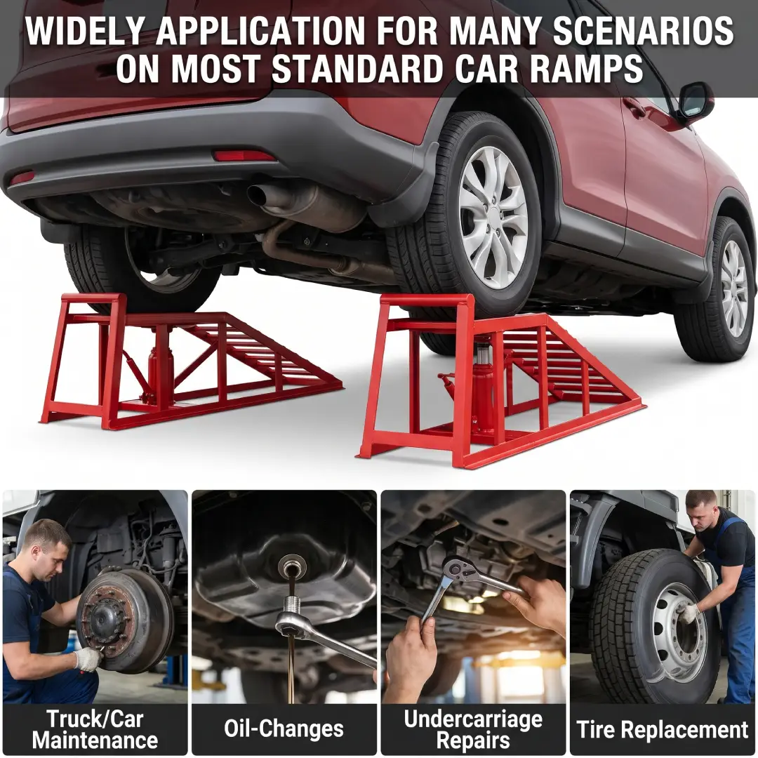 5 Ton Hydraulic Car Ramps Heavy Duty Vehicle Lift Ramps 2 Pack image 4