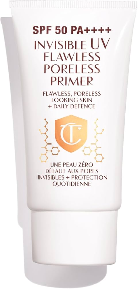 Charlotte Tilbury Invisible UV Flawless Makeup Primer - Broad Spectrum SPF 50 Sunscreen & Poreless Face Primer - Enriched with Hyaluronic Acid to Hydrate, Protect & Prime Skin