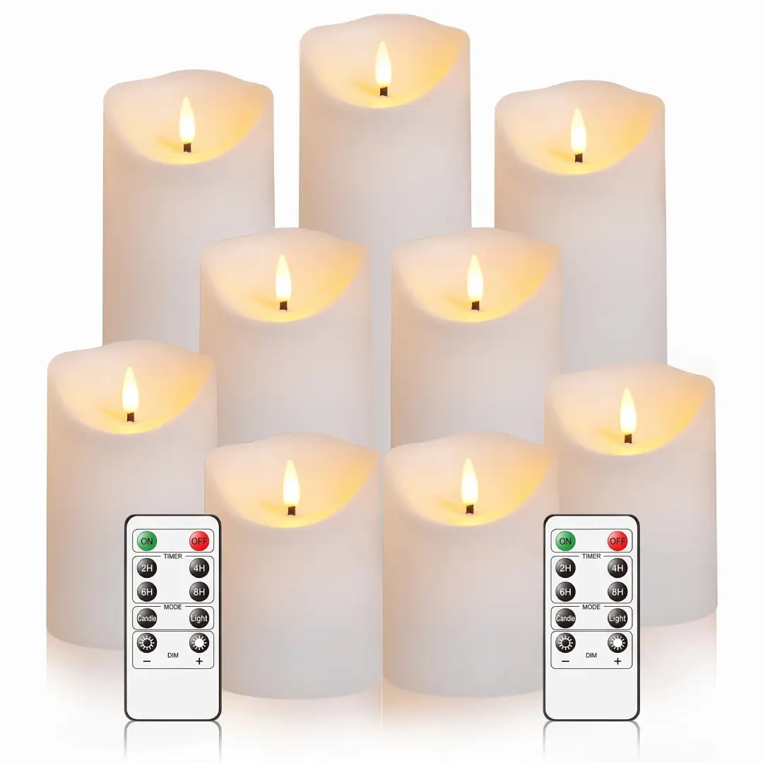 9-Piece Black Flameless LED Candles with Remote & Timer image 4