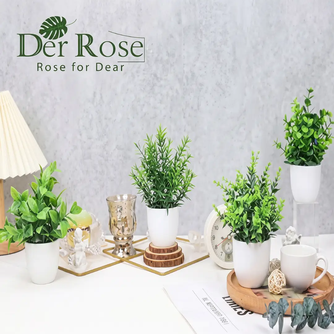 Der Rose 4 Pack Mini Artificial Potted Plants image 1