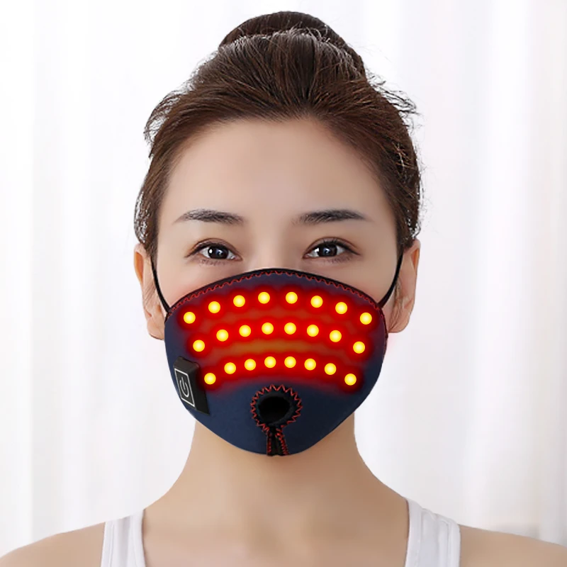 Battery Powered Red Light Heating Nose Mask Windproof Relieve Seasonal Rhinitis Allergies Face Warmth Outdoor Cycling Portable