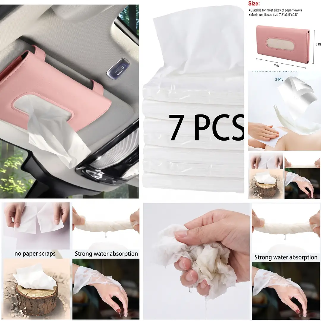 Car Sun Visor Tissue Holder with 7 Tissue Refills image 2