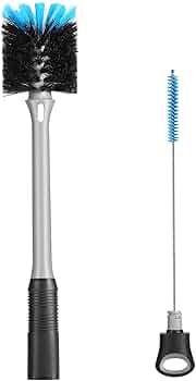 MOSOLAN 2-in-1 Bottle Brush with Straw Brush, Long Handle Water Bottle Scrubbing Brush, Built for Cleaning Sport Bottles, Baby Bottles, Water Bottles, Coffee Mugs, Wine Decanters, Flask, 1 Pack