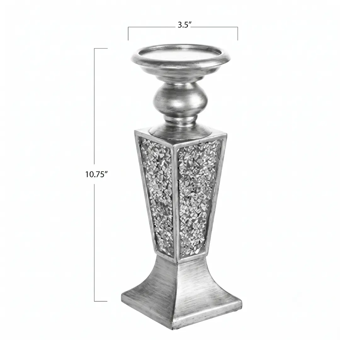 Creative Scents Schonwerk Silver Pillar Candle Holders Set of 2 image 2