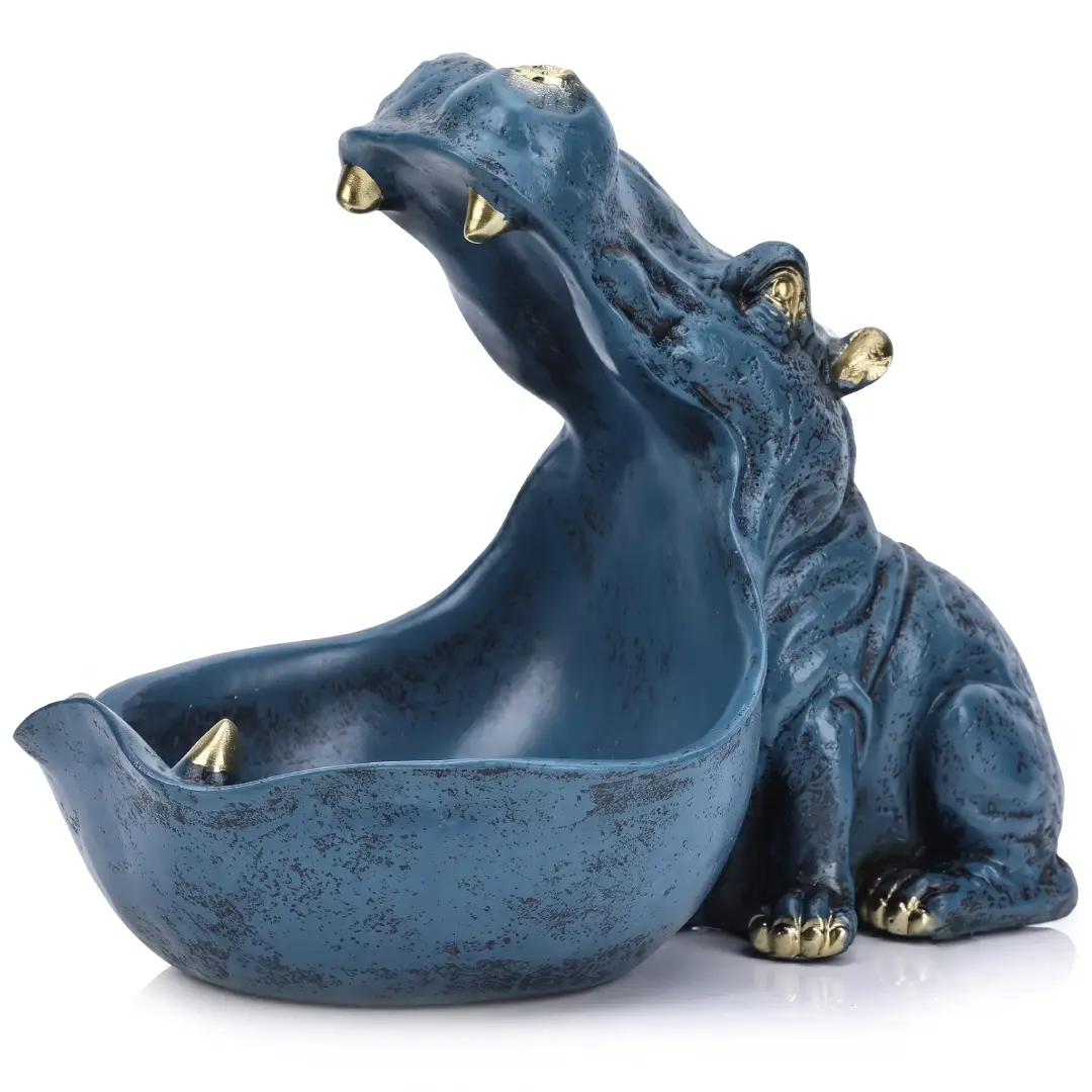 Hippo Statue Candy Dish Resin Decorative Key Bowl image 7