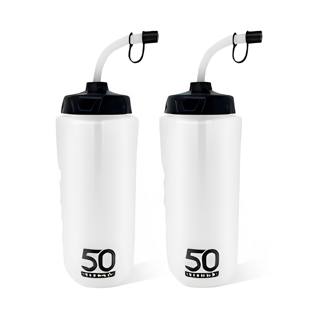 50 Strong 1 Liter Water Bottle with Straw 2 Pack Sports Bottles