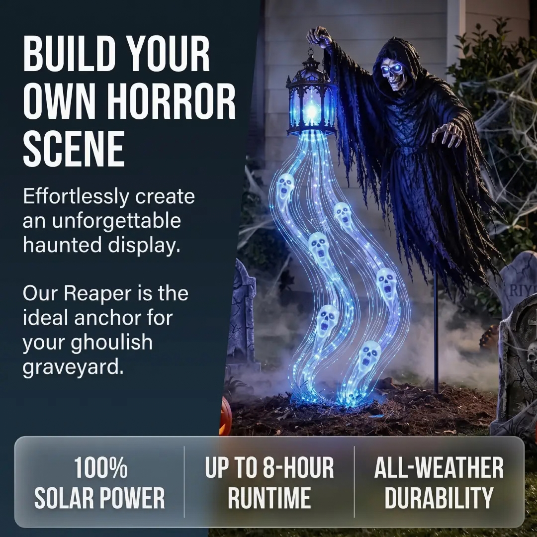 Halloween Grim Reaper Yard Stake, Solar Ghost Soul Light Outdoor Decoration image 8