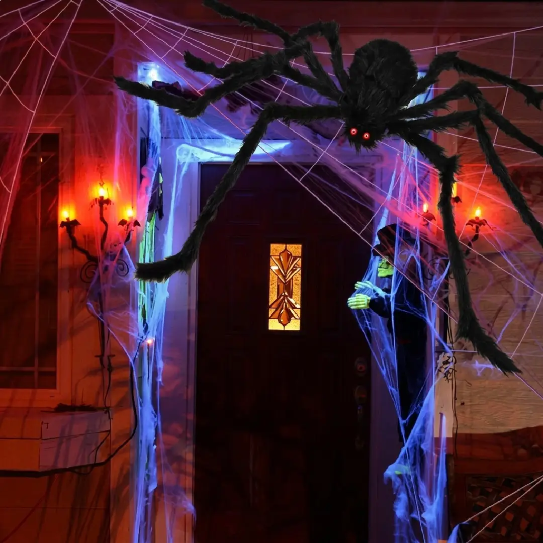 200-Inch Halloween Spider Web with 59-Inch Giant Spider Decoration image 7